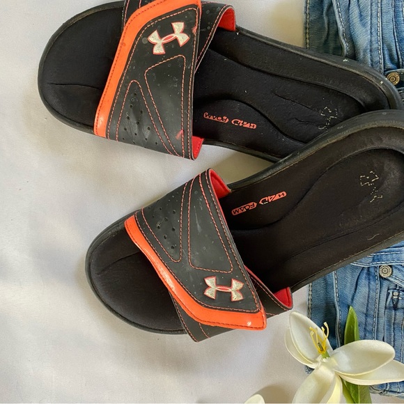 under armour mens sandals size 9 black/orange - Picture 3 of 7